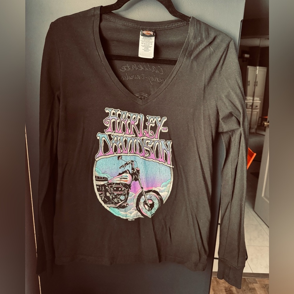 Harley-Davidson Black and Purple Graphic Long Sleeve Tee
